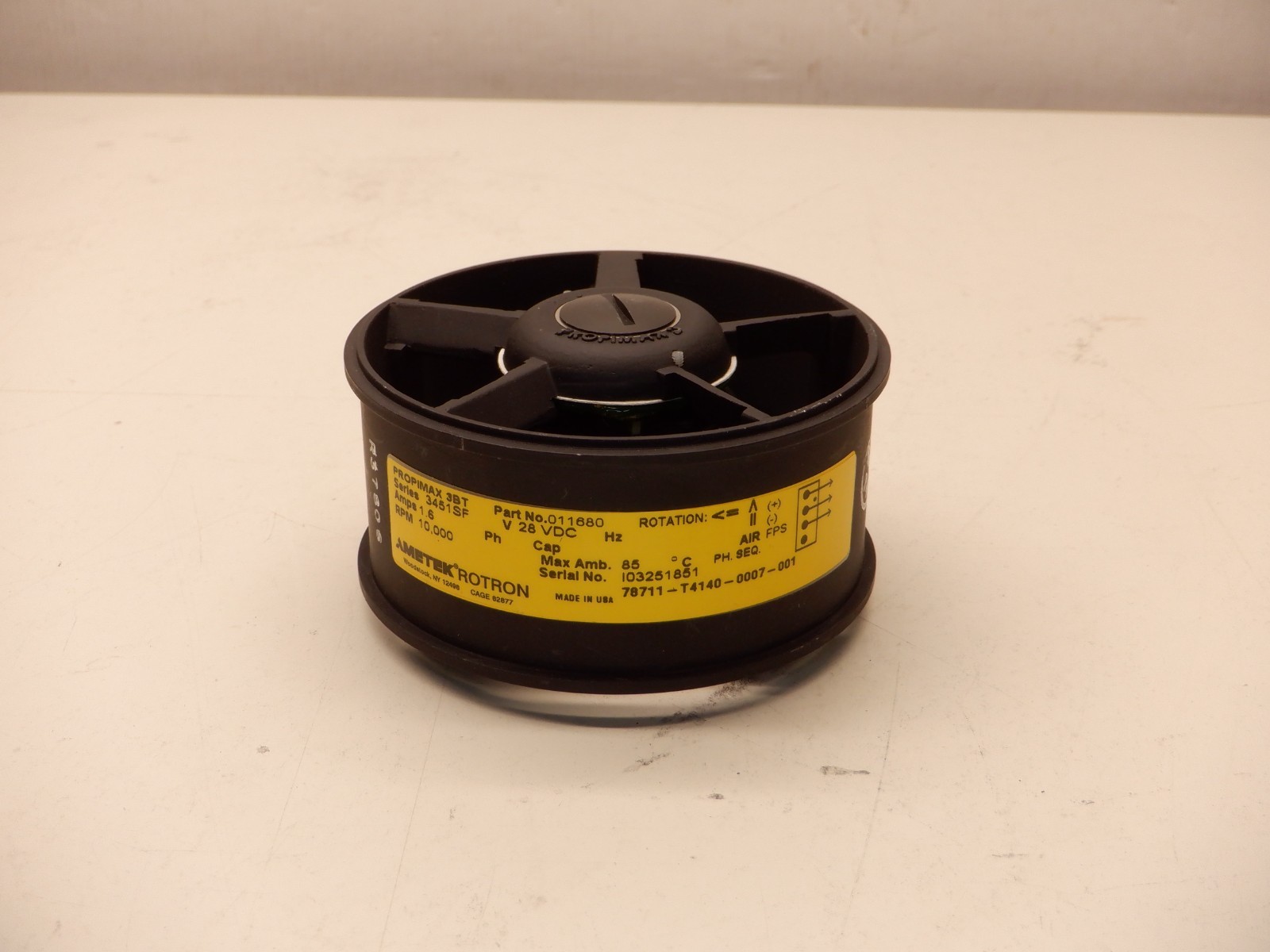 AMETEK ROTRON PROPIMAX 3BT SERIES 3451SF DC FAN