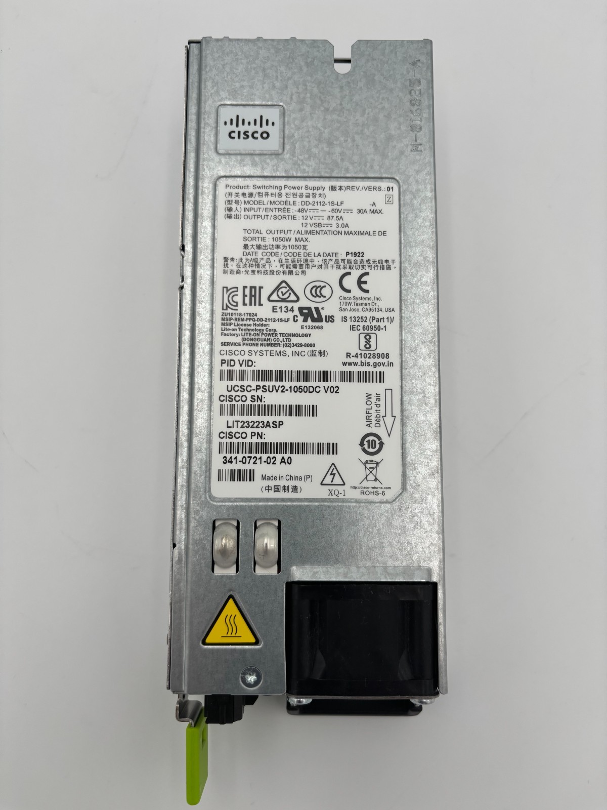 CISCO UCS 1050W -48V DC POWER SUPPLY FOR RACK SERVER (UCSC-PSUV2-1050DC)