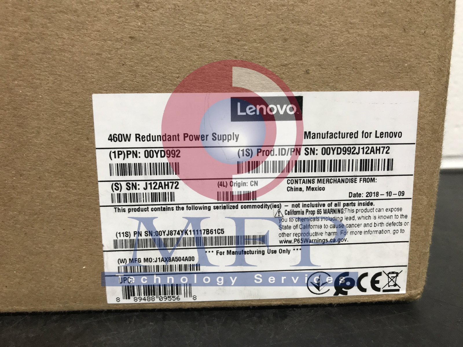 *X3250 M6 3633/3943 POWER SUPPLY, 460W 00YD992 00YD992-13-CT