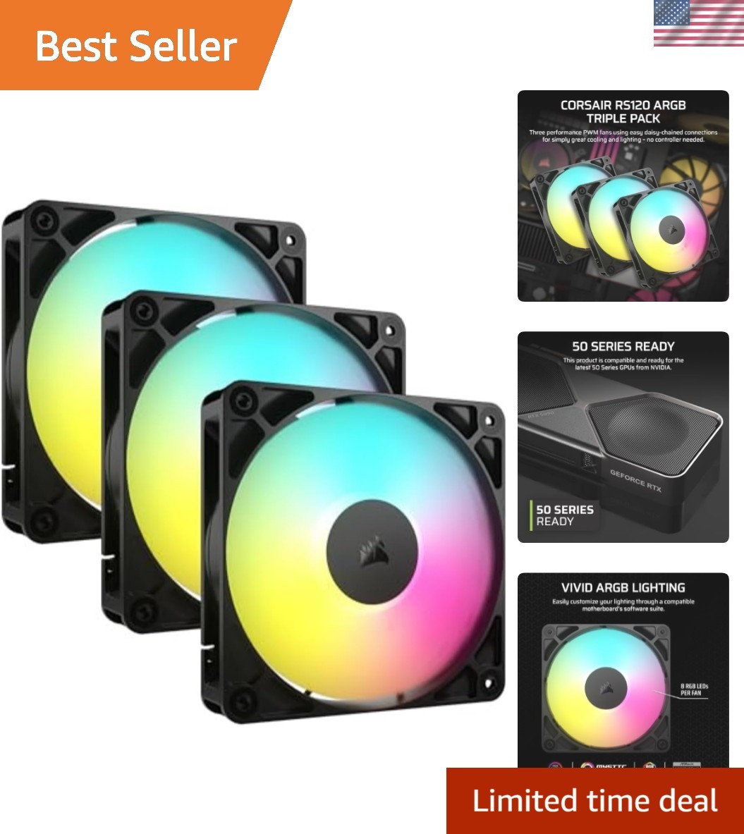 High-Performance ARGB 120mm Fans – RS120 PWM Triple Pack for Radiator Cooling