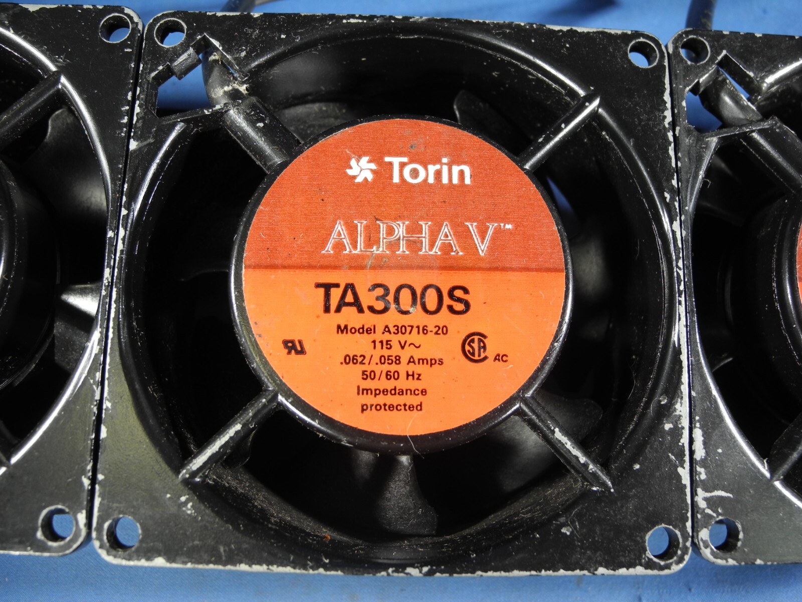(3) – Torin Alpha V TA300S model A30716-10 fan 115v .062/.058 Amps 50/60 Hertz