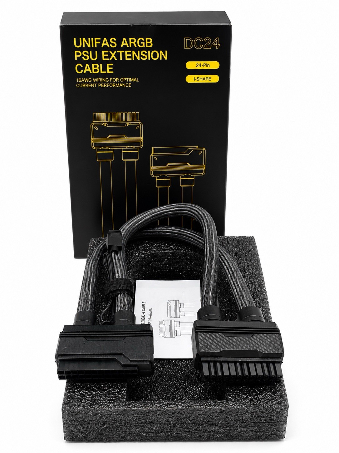 UNIFAS ARGB 24Pin PC PSU Extension Cable,16AWG ATX 24Pin Power Extension,Unif…