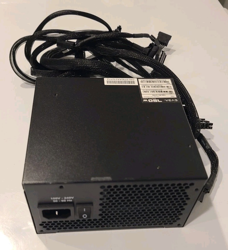 EVGA 750 N1 750W Power Supply Tested Working W/ Power Cable (100-N1-0750-L1)