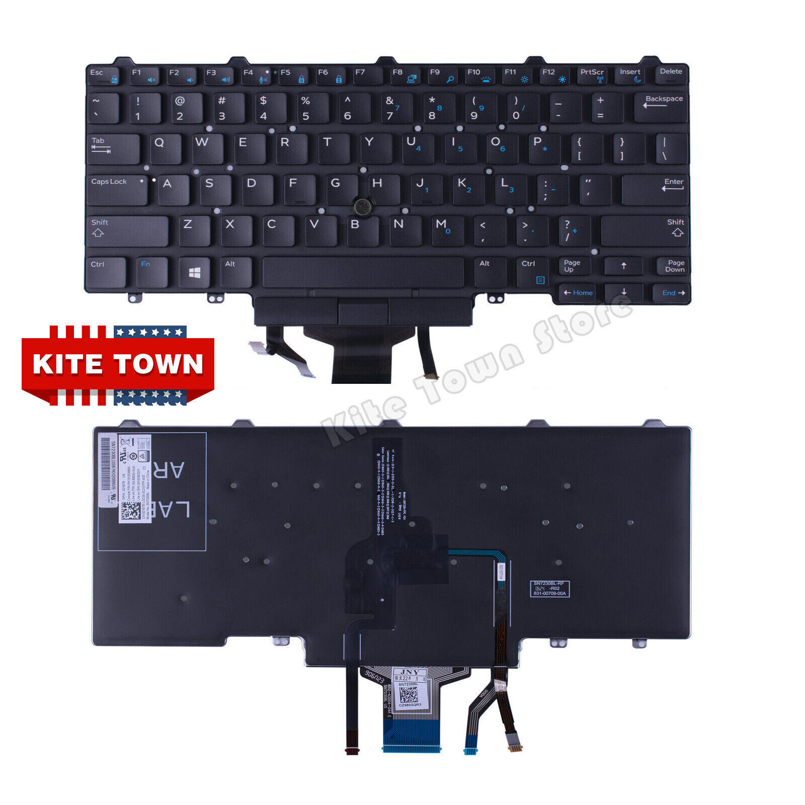 Keyboard US for Dell Latitude E5450 E5480 E7450 E7470 E7480 Backlit Point 0D19TR
