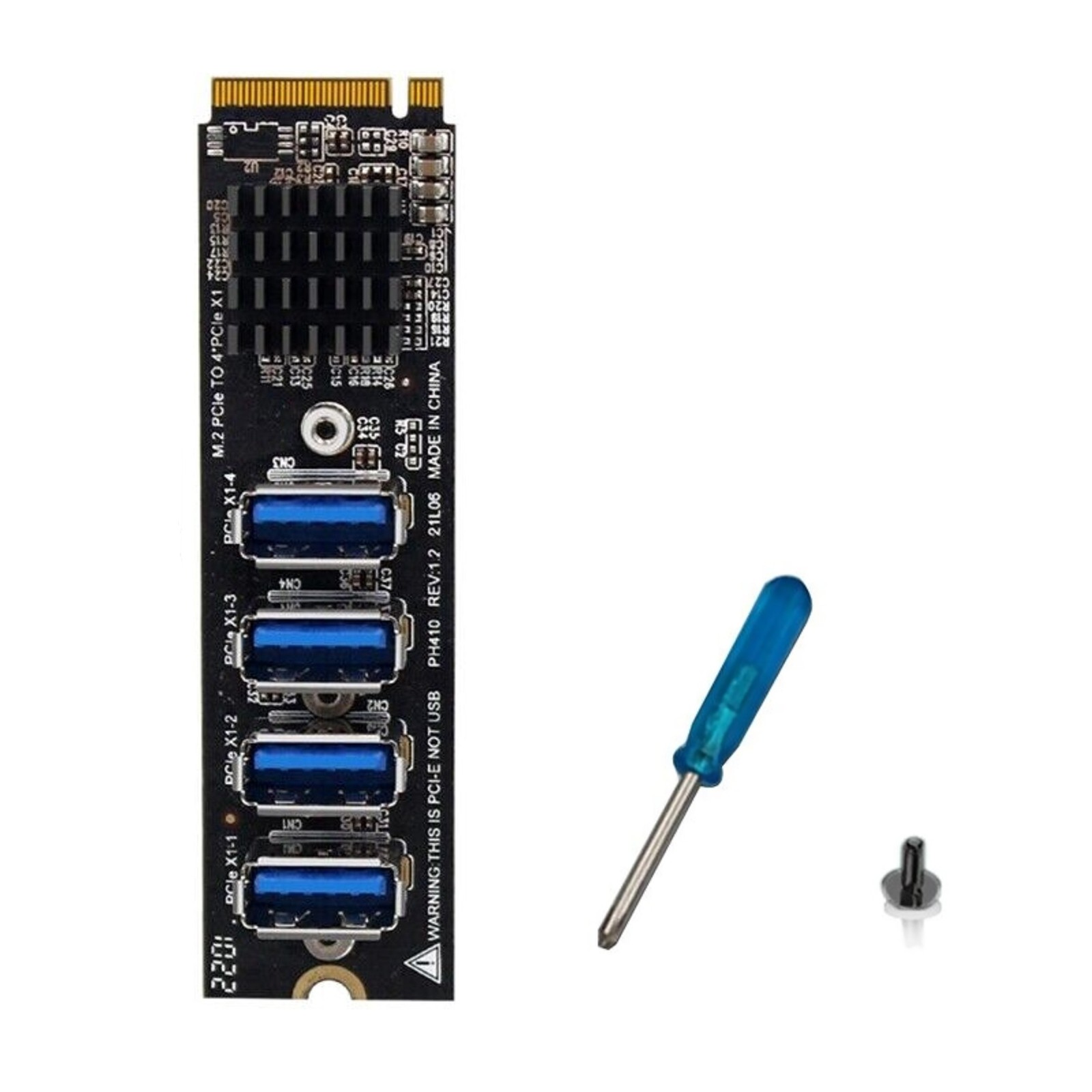 USB 3.0 PCI-E Riser Card M.2 M to PCIE Expansion Riser Adapter Card 4 Ports