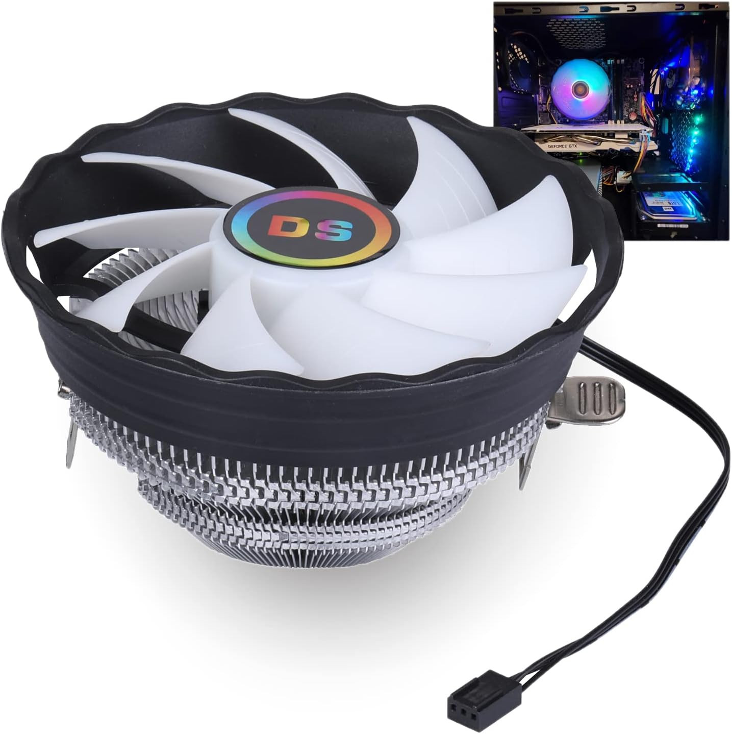 120mm RGB CPU Cooler Fan 1500RPM Aluminum Heatsink for Intel LGA 775/115x/1366