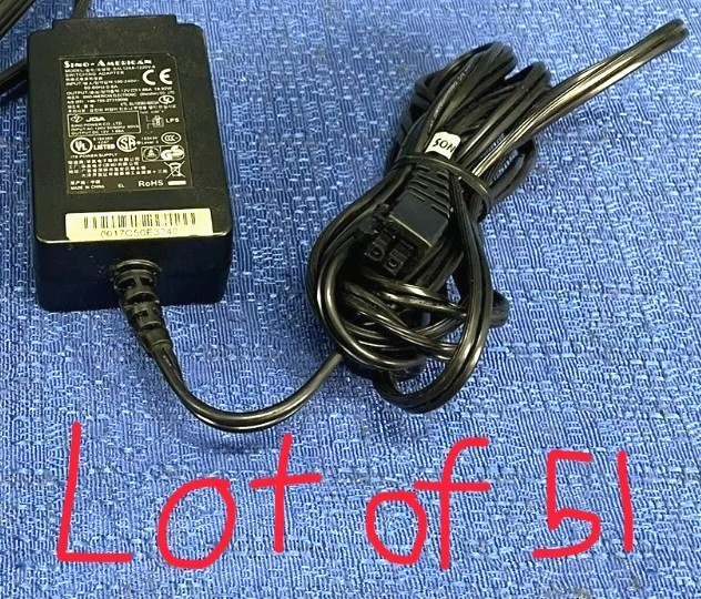 Lot of 51 AC Adapter for SonicWALL TZ 180, TZ 190, and TZ 210 models. 2-Pin Tip