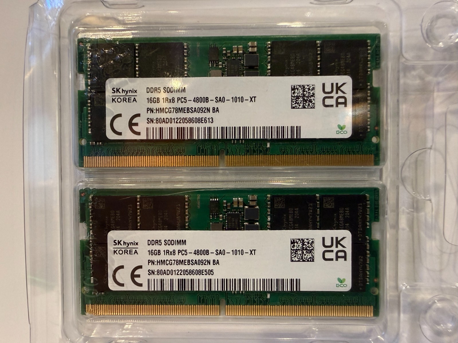 SK Hynix 32GB (2x16GB) DDR5 4800MHz Laptop SODIMM RAM 1Rx8 PC5-4800B