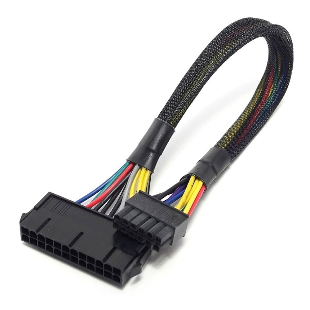 24 Pin To 12 Pin ATX PSU Main Power Adapter Sleeved Cable Acer Q87 30 cm Black
