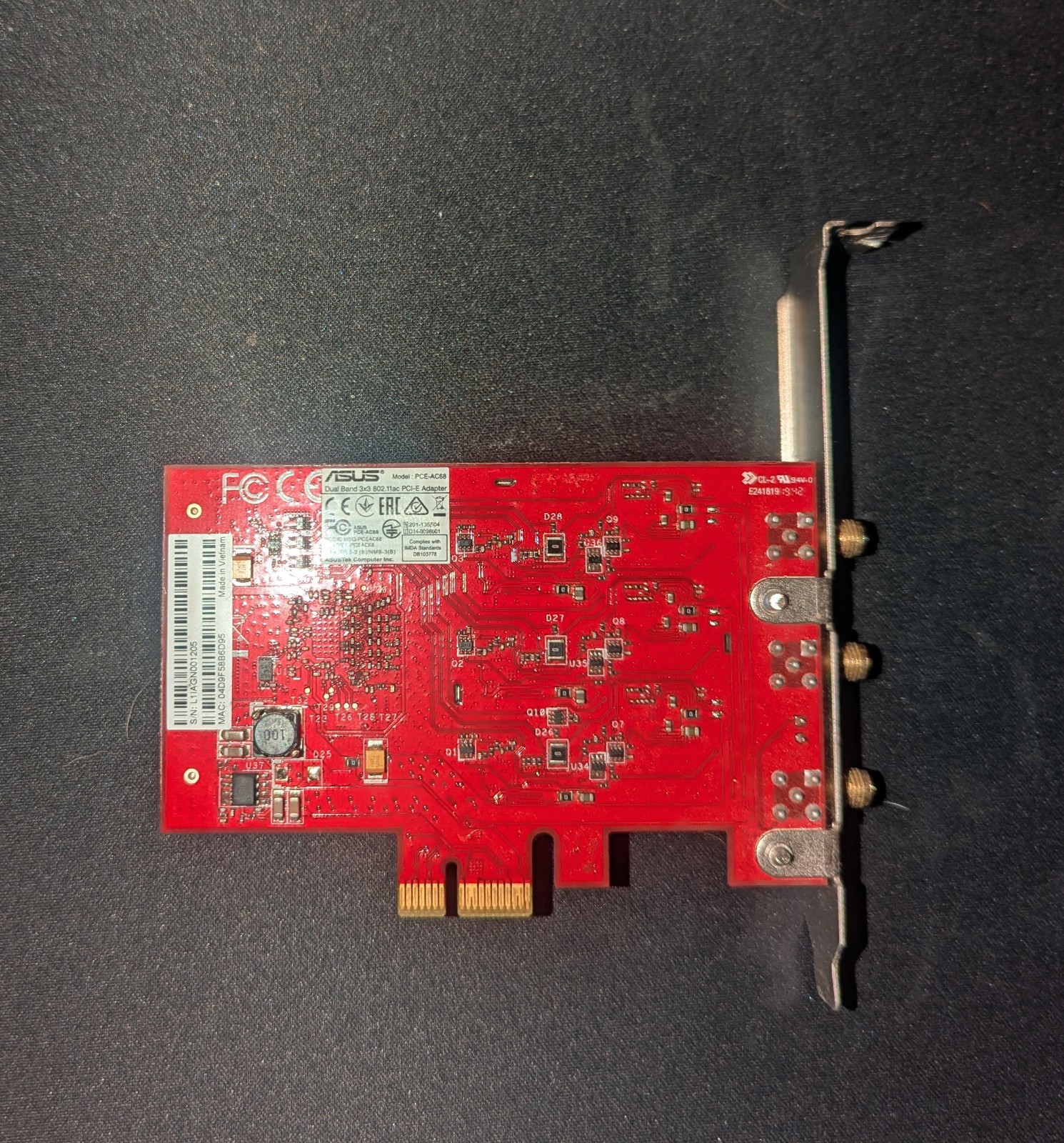 ASUS PCE-AC68 Wi-Fi Dual Band 3×3 PCI-E Adapter Network Card -with Antennas