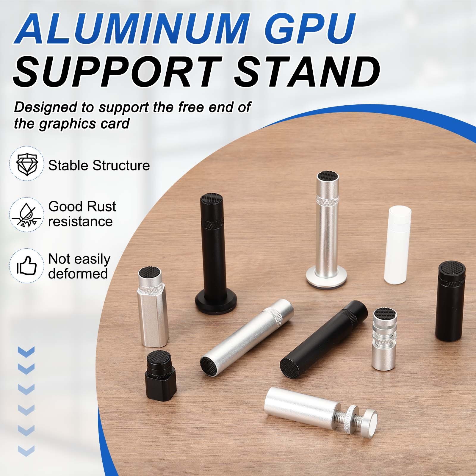 GPU Support Stand, Graphics Card Support Bracket 1.9-3.1 Inch Adjustable, White