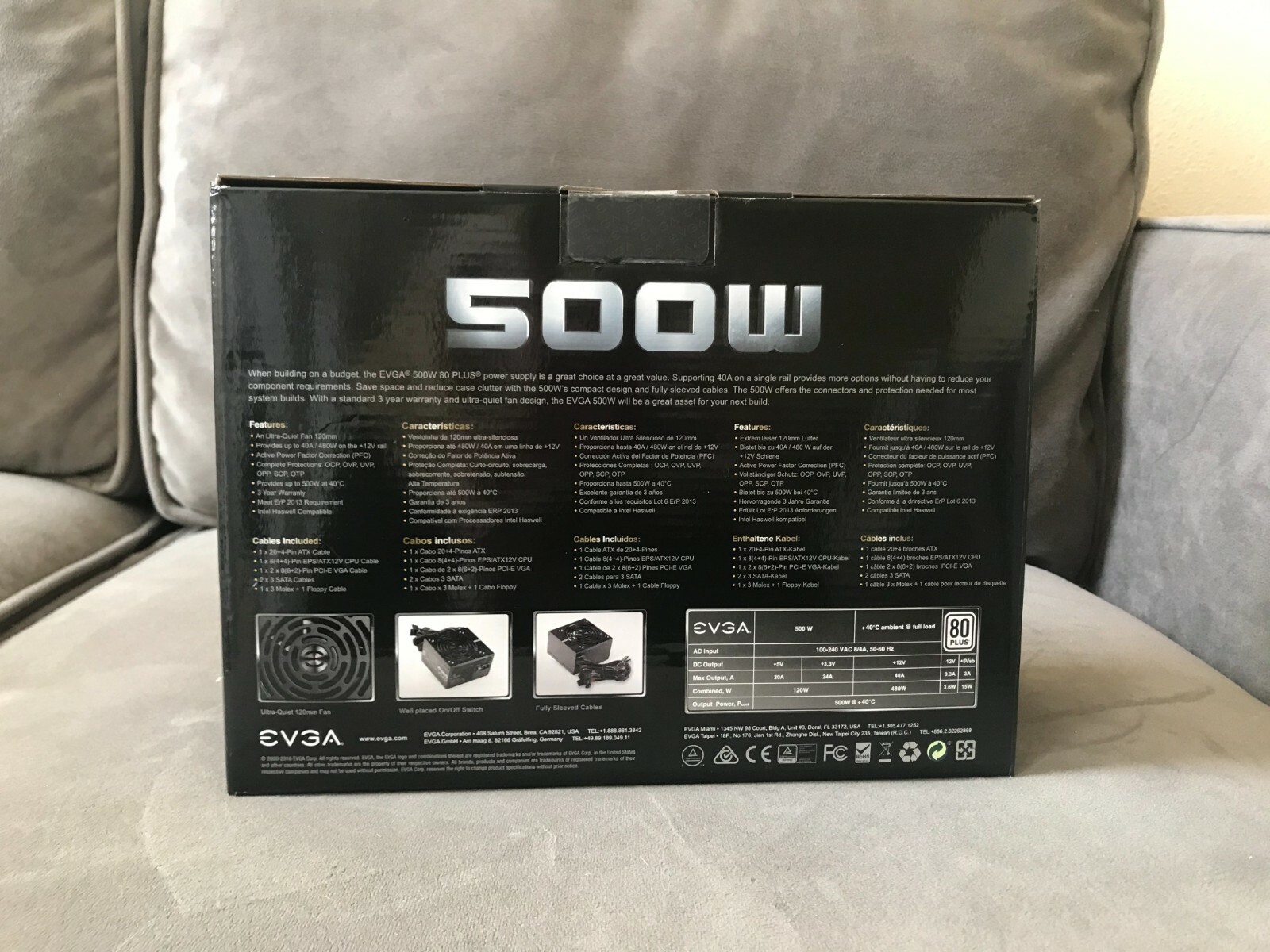 EVGA 500 W1 80Plus 500W Power Supply 80 PLUS WHITE CERTIFIED – 100-W1-0500-KR