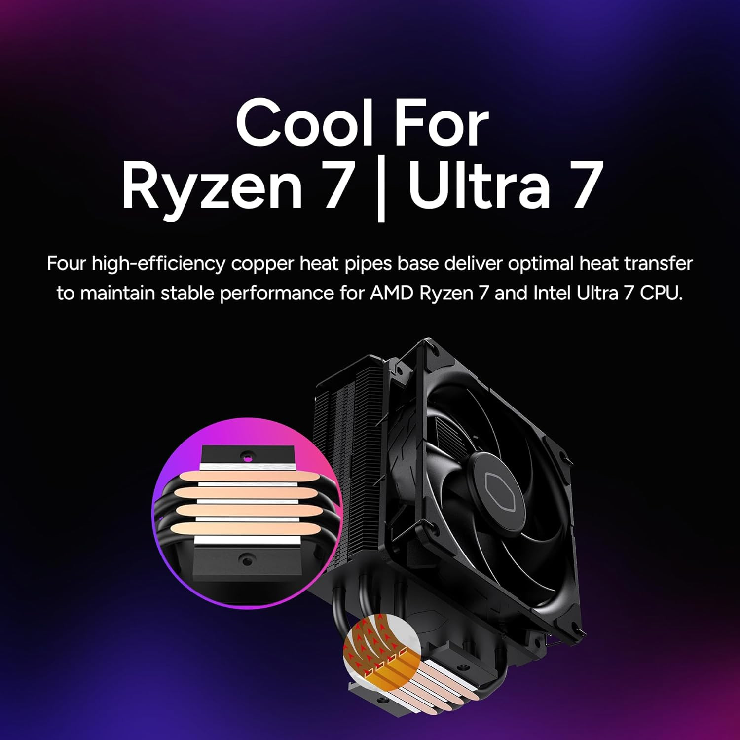Hyper 212 Black CPU Air Cooler, 4 Heat Pipes, PWM Fan