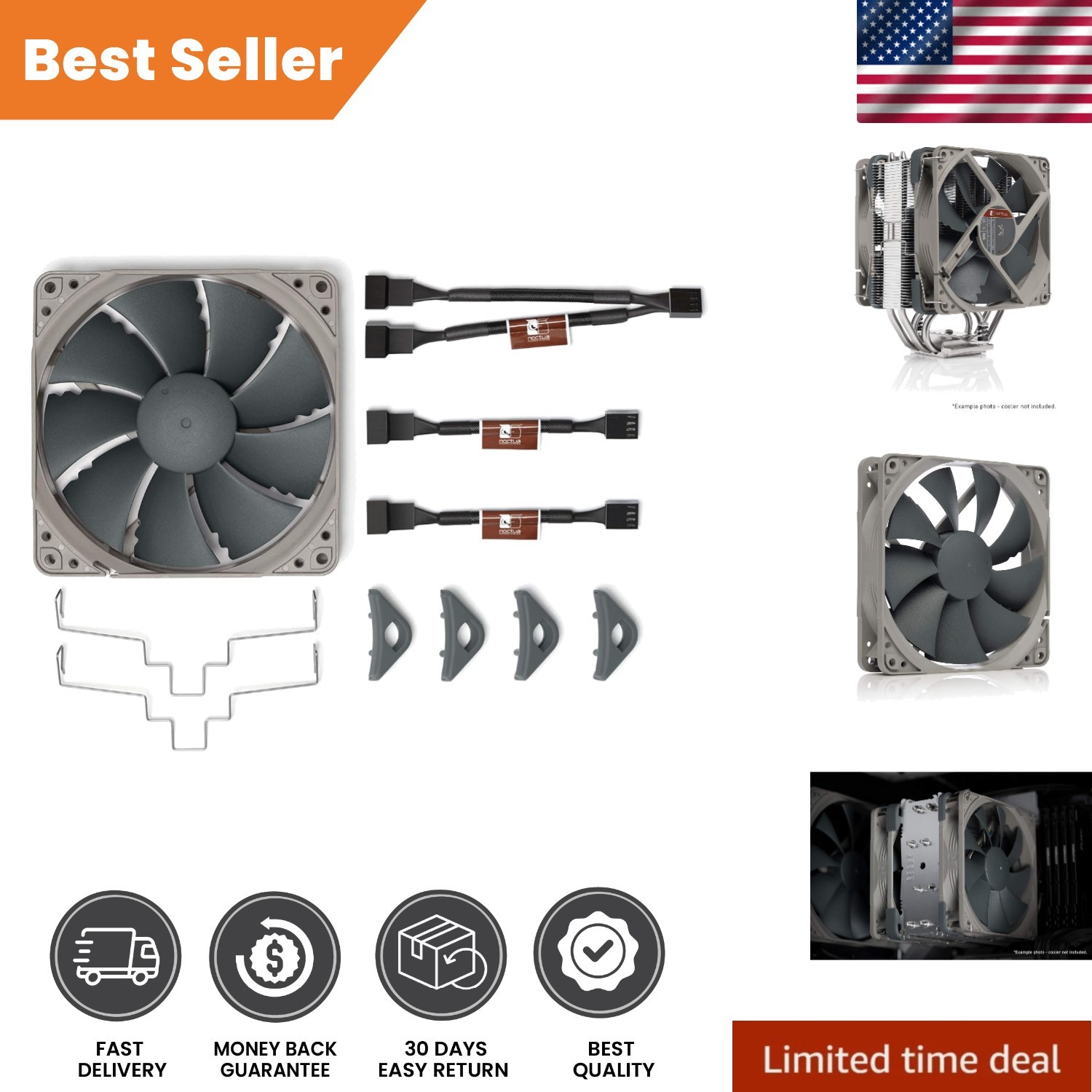 Push/Pull Dual-Fan Kit for NH-U12S Redux Cooler – Low Noise Performance