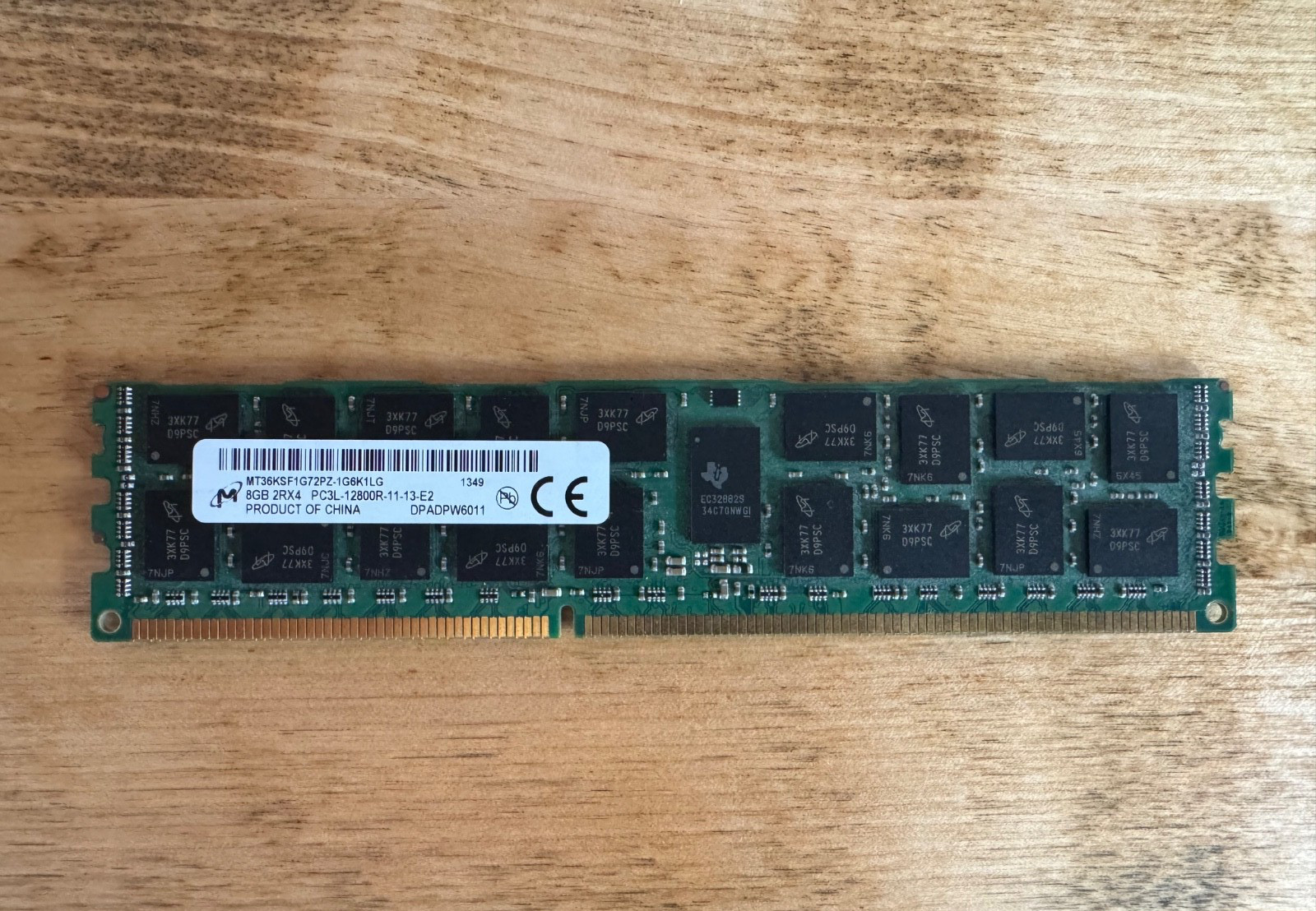 MICRON 8GB 2Rx4 DDR3 PC3-12800R MT36KSF1G72PZ-1G6K1LG ECC REG SERVER MEMORY RAM