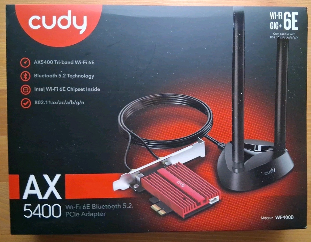 CUDY AX5400 PCIE Card Triband WiFi 6E Bluetooth 5.2 Intel AX210 Magnetic Antenna