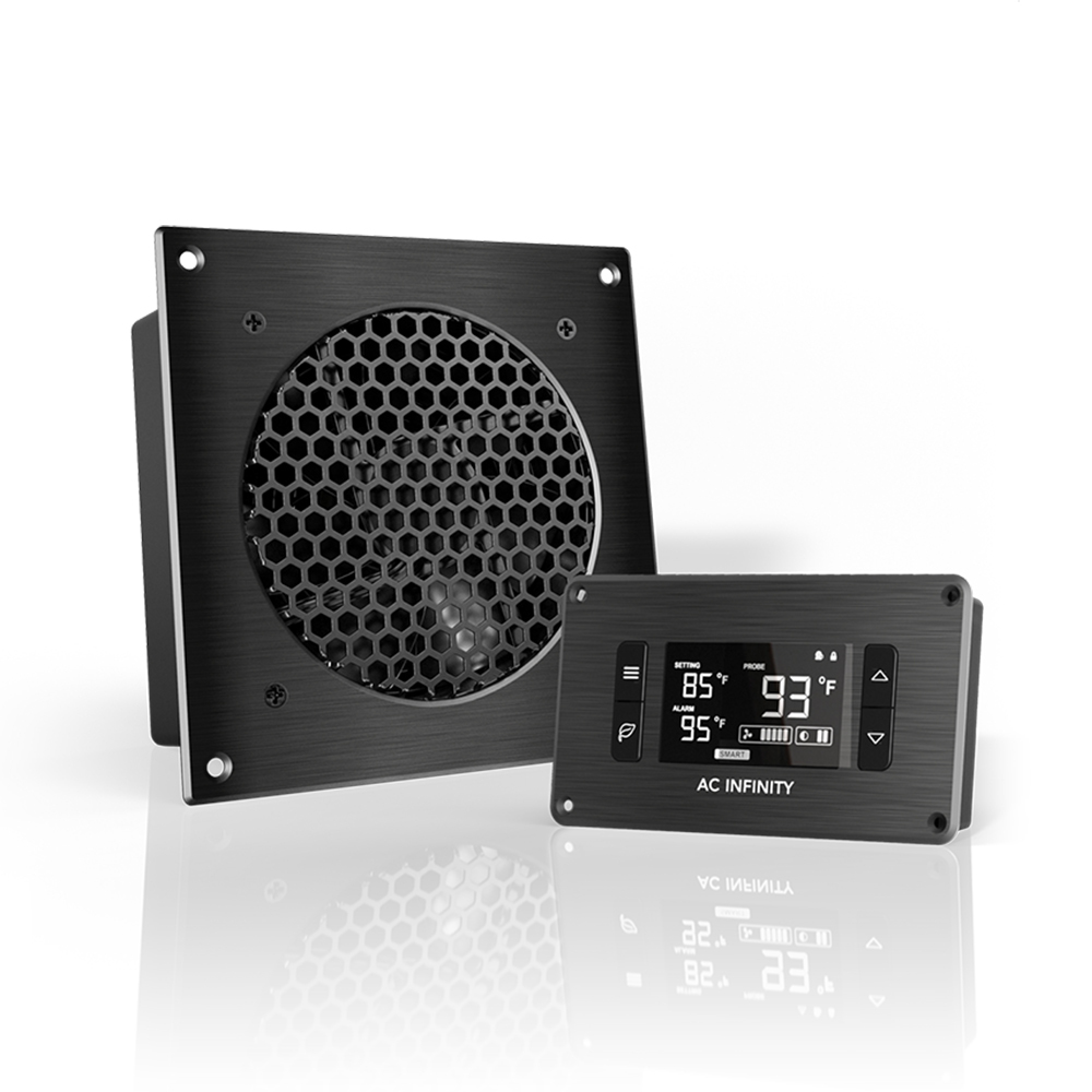 AIRPLATE T3, Cooling Fan System 6″ Thermostat Control, Home Theater AV Cabinets