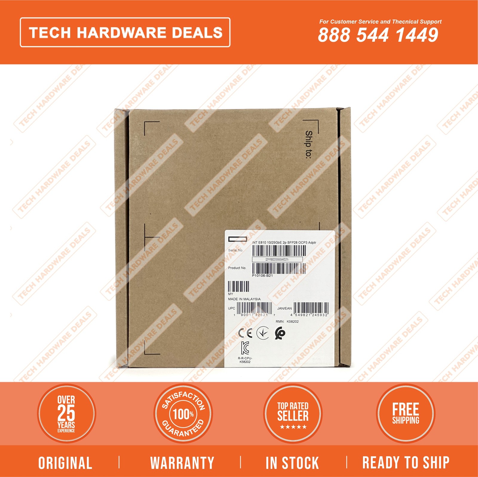 P10106-B21 RETAIL BOX Intel E810-XXVDA2 Ethernet 10/25Gb 2-port SFP28 OCP3 Adap