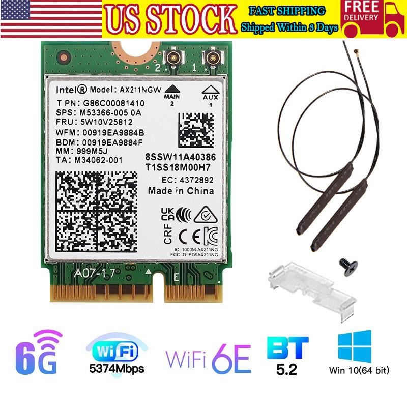Intel Wi-Fi 6E AX211NGW M.2 2230 CNVio2 Key E 802.11ax WiFi Card WiFi Antenna PC