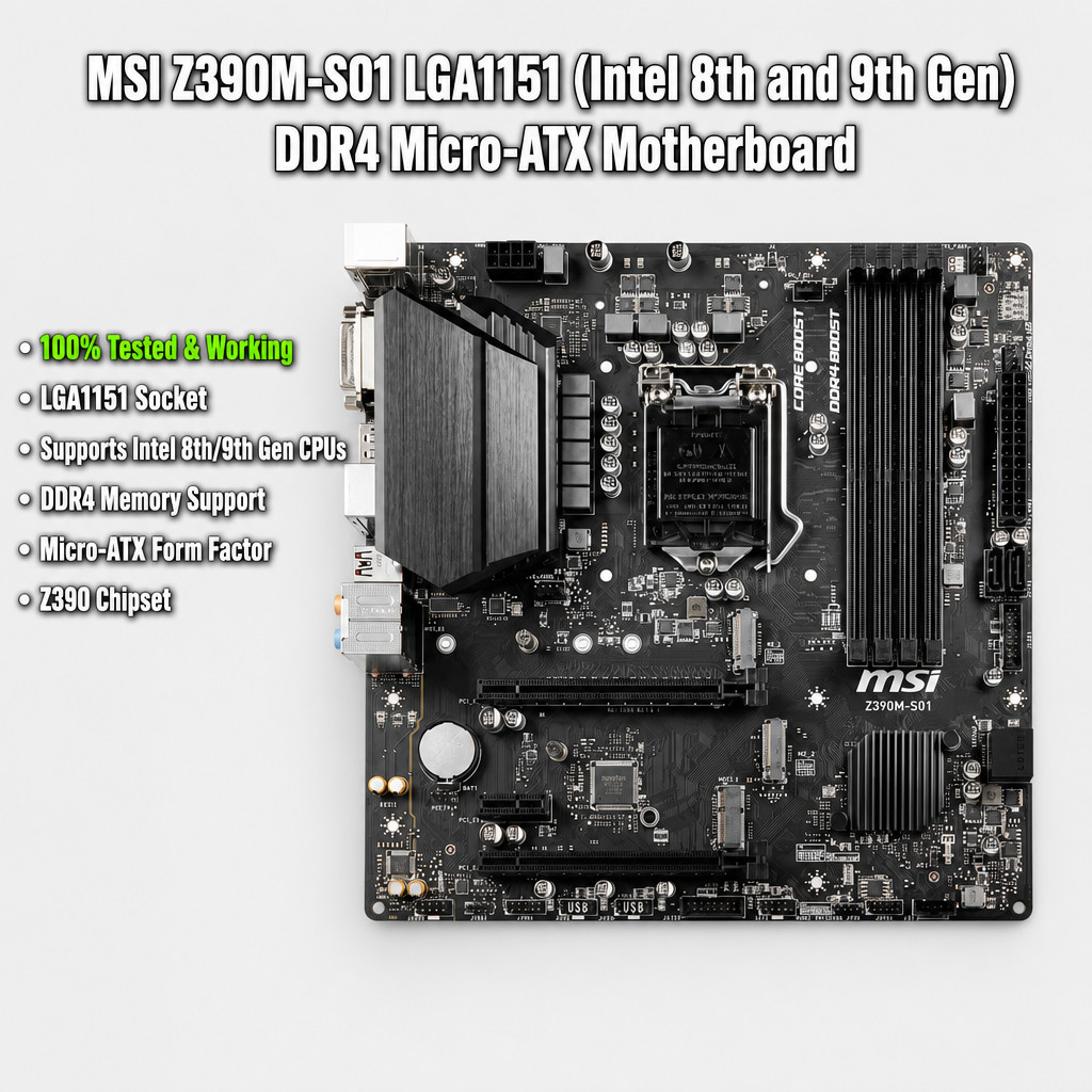 MSI Z390M-S01 LGA1151 (Intel 8th and 9th Gen) DDR4 Micro-ATX Motherboard