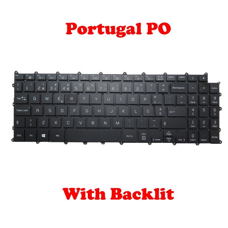 Laptop Backlit Keyboard For LG 16Z90P 16Z90P-G 16Z90P-K 16Z90P-N Portugal Black