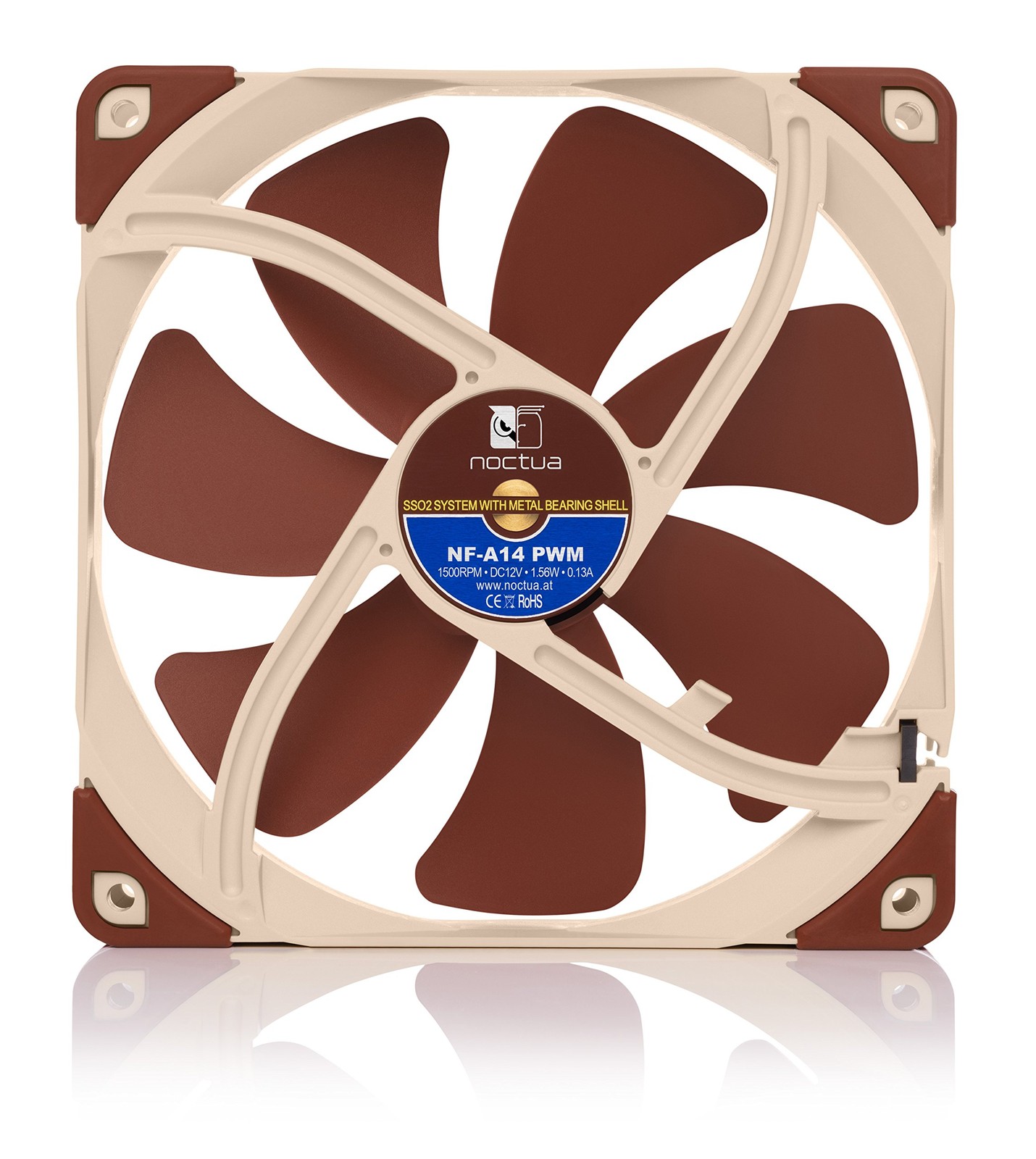 Noctua NF-A14 PWM, Premium Quiet Fan, 4-Pin (140mm, 140x140x25 mm, Brown