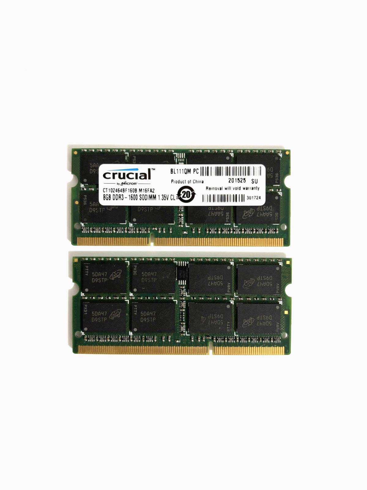 Crucial CT2KIT102464BF160B 8GB DDR3/DDR3L 1600 MT/S 204-Pin Memory – 2 X 8GB