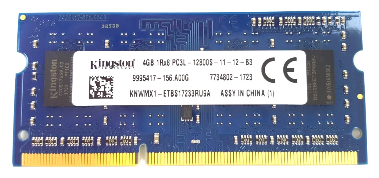 Kingston 4GB 1Rx8 PC3L-12800S DDR3 SODIMM Laptop Memory 9995417-156.A00G