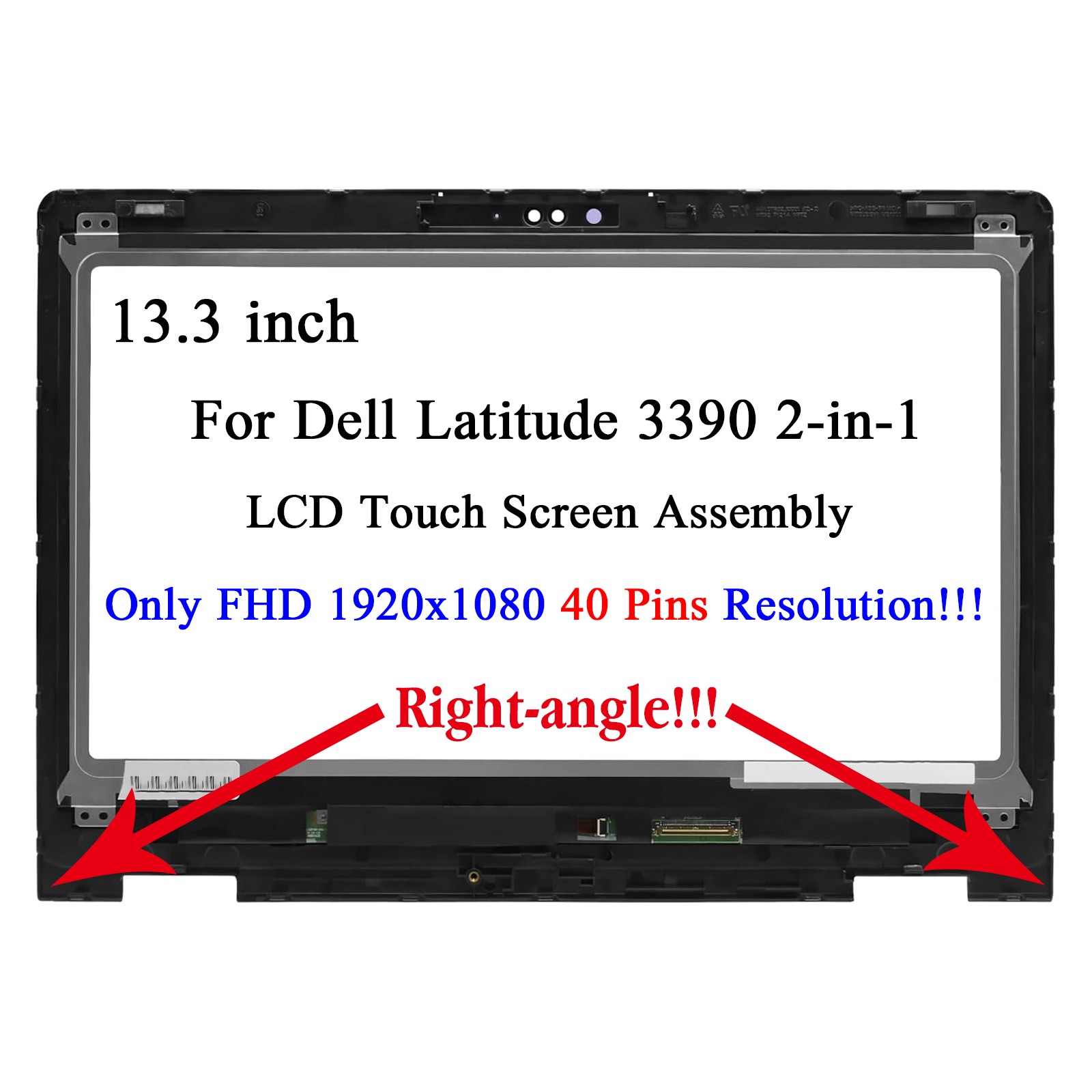 13.3″ LCD Touch Screen Assembly for Dell Latitude 3390 2-in-1 P69G001 FHD 40 Pin