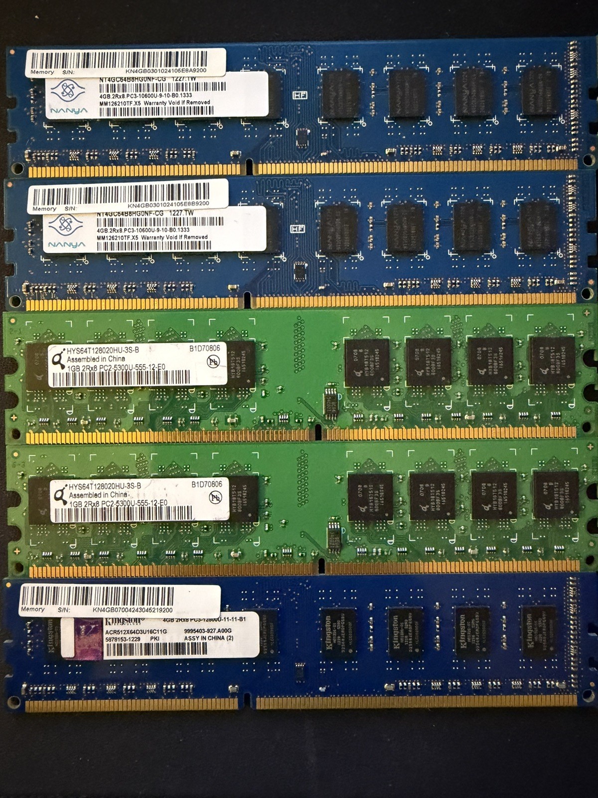 Bulk Lot of desktop ram – Nanya/Samsung/Micron/Kingston – various GB sizes