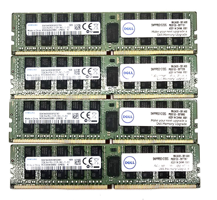 128GB – Dell DDR4 ECC RDIMM SNPPR5D1C/32G for Server Memory RAM = (4x32GB)