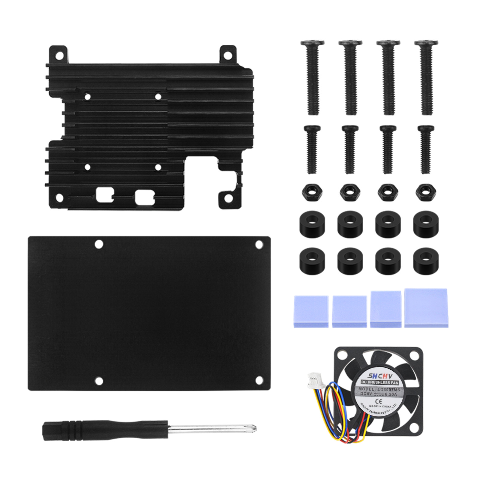 Aluminum Alloy Protective Case Housing w/ Cooling Fan For Raspberry Pi 5