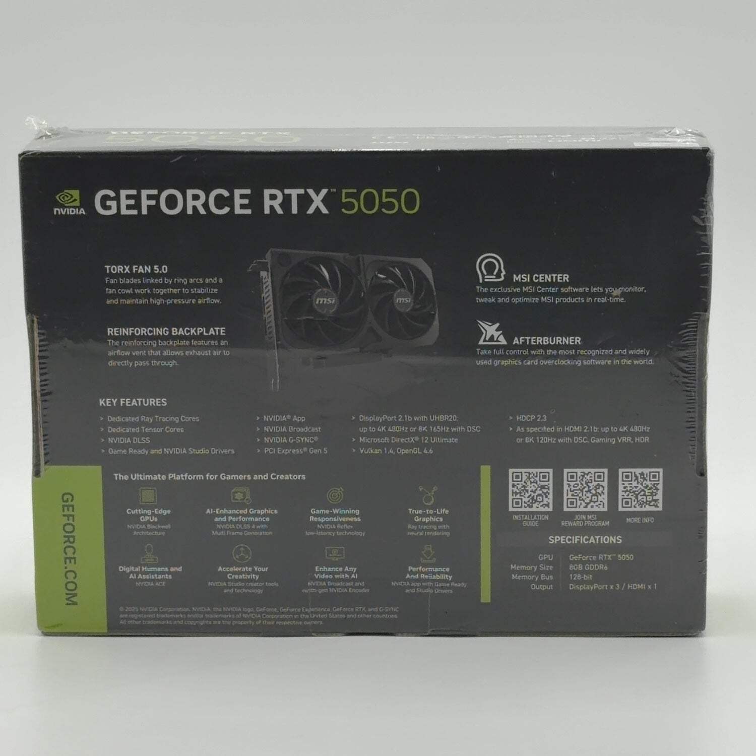 New MSI GeForce RTX 5050 SHADOW 2X OC 8GB GDDR6 Graphics Card 912-V538-018