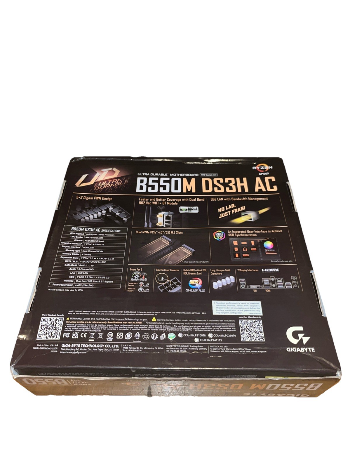 GIGABYTE B550M DS3H AC MicroATX Motherboard AMD Socket AM4 DDR4 Wi-Fi HDMI LOOK!