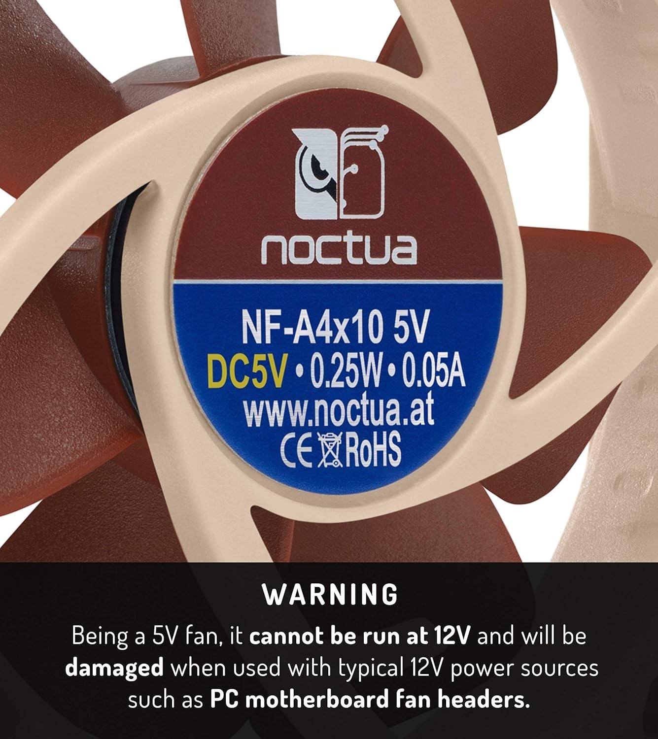 Noctua Nf-A4X10 5V, Premium Quiet Fan, 3-Pin, 5V Version (40X10Mm, Brown)