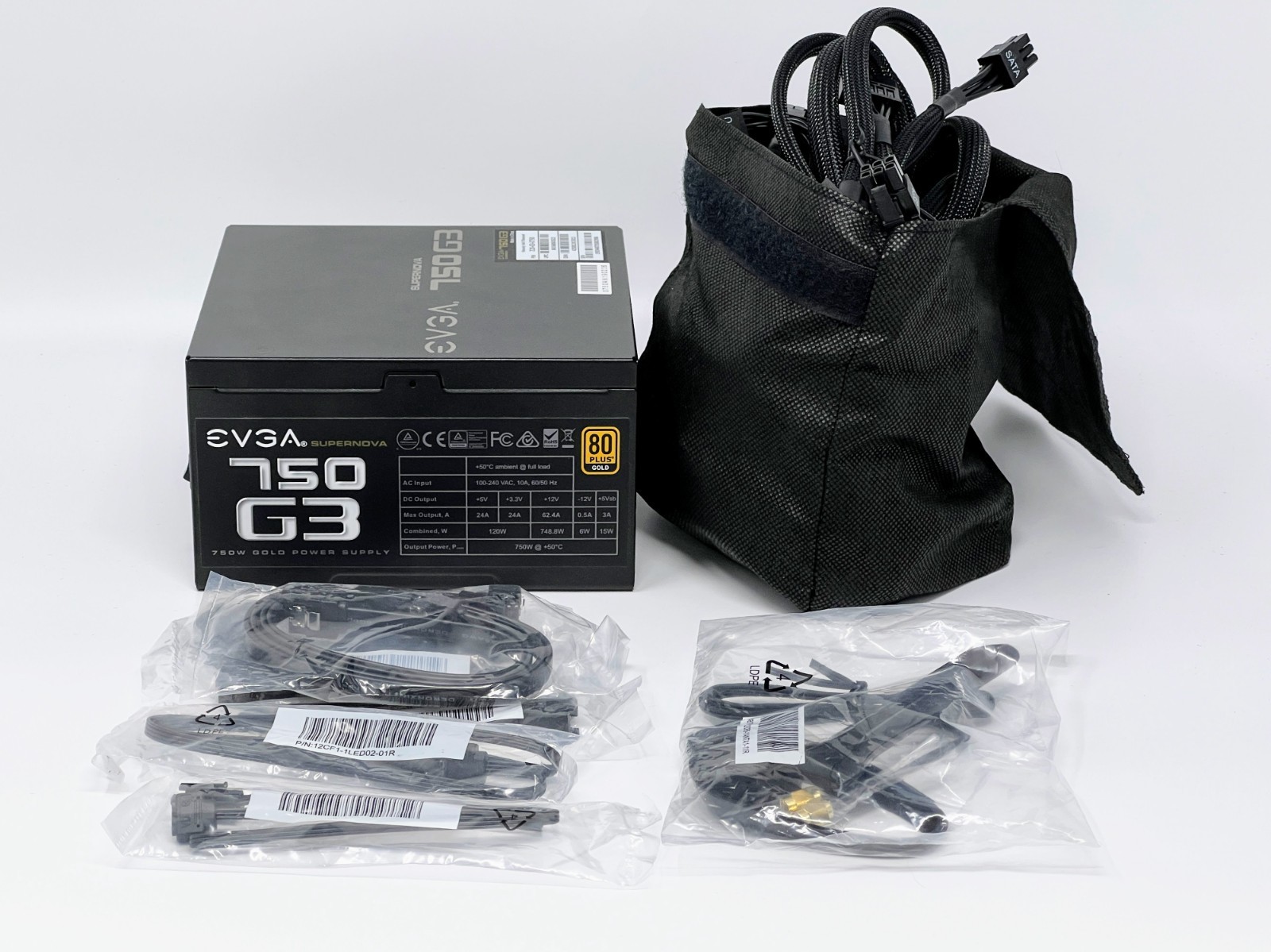 EVGA Supernova 750w PSU 80+ Gold w/ RGB Extensions, Sata Cables, Wifi Antenna