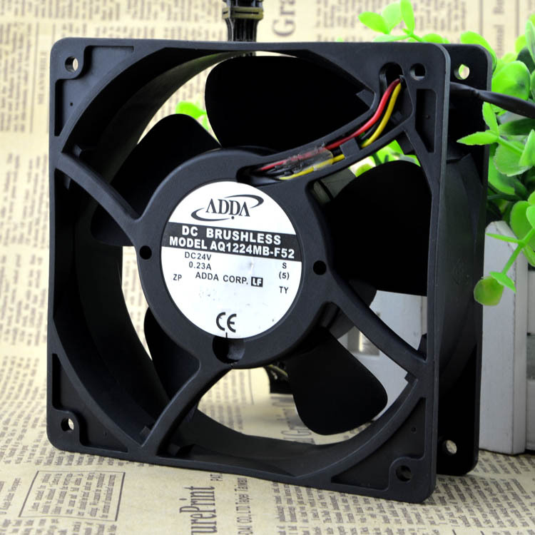ADDA AQ1224MB-F52 24V 0.23A IP55 Waterproof 105CFM 3wire Case Cooling Fan