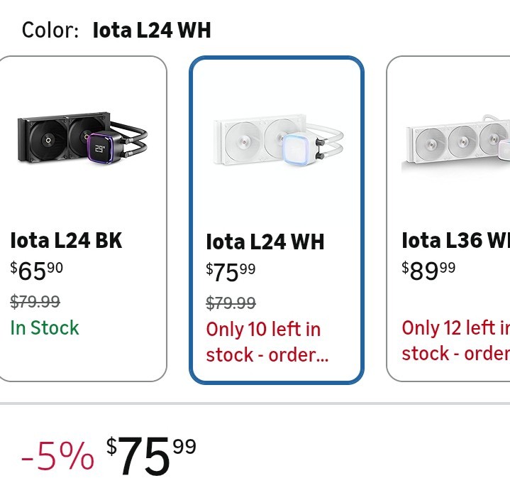 Iota L24 CPU Liquid Cooler with Digital Display,240MM AIO Water CPU Cooler with