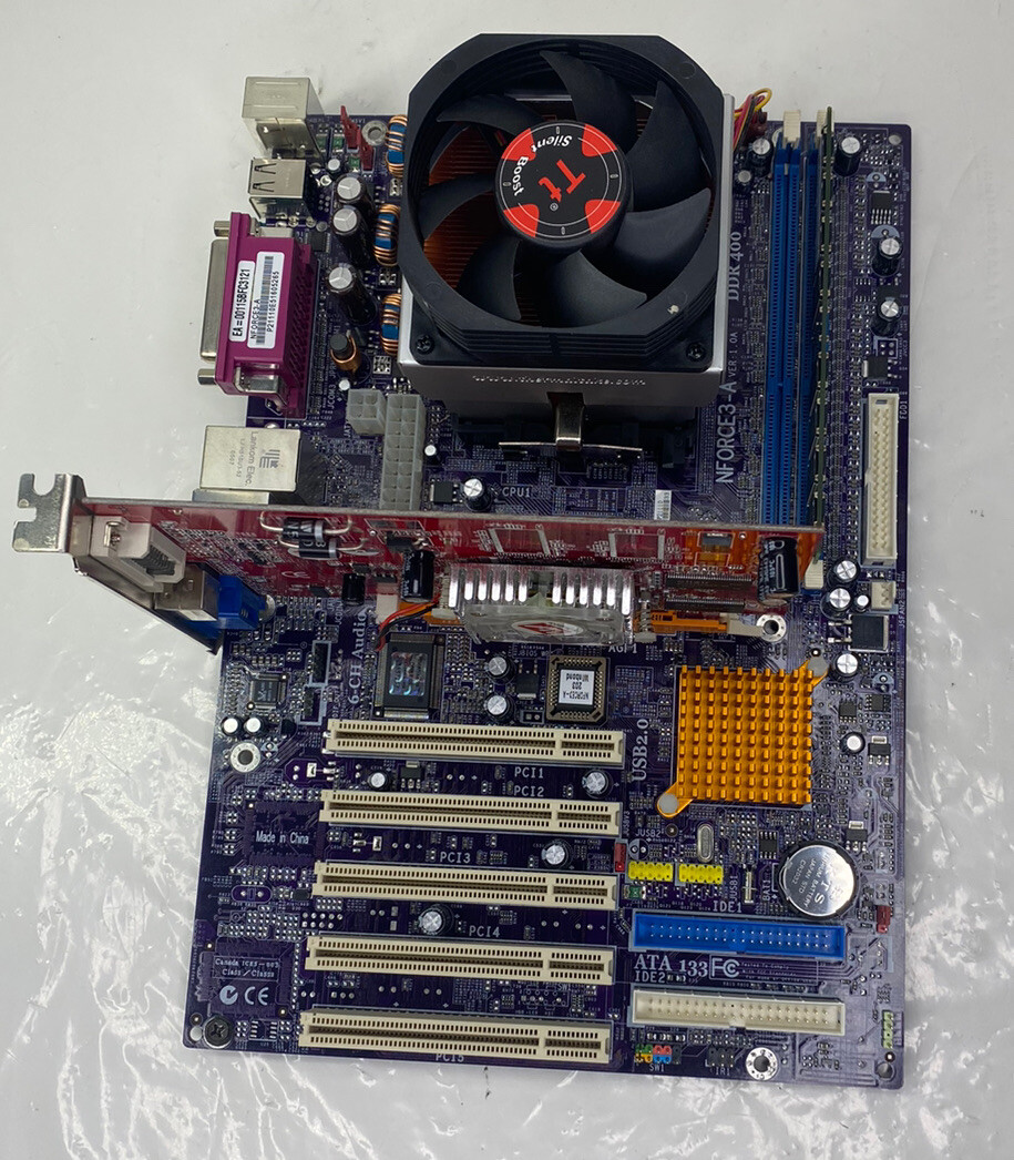 AMD Motherboard NFORCE3-A, Socket 754, CPU AMD K8 Athlon, 1 GB DDR SDRAM.