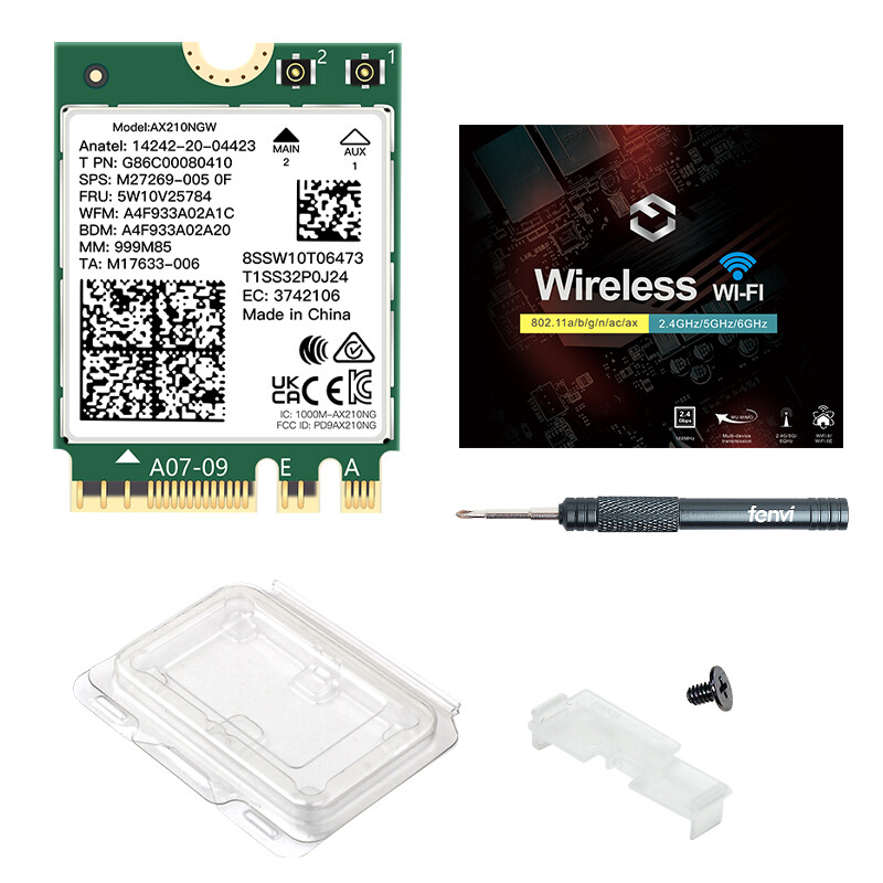 AX210NGW WiFi 6E M.2 Wireless Card 5400Mbps Tri-Band Bluetooth 5.3 NGFF Adapter
