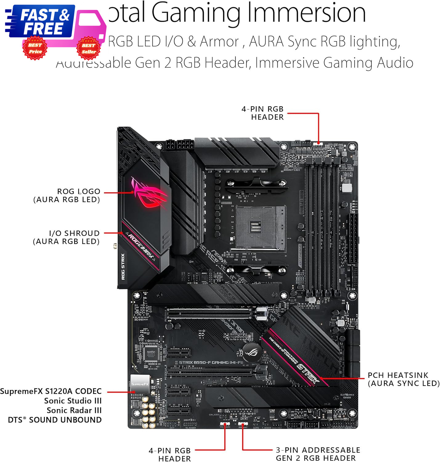 ROG Strix B550-F Gaming WiFi II AM4 ATX Motherboard PCIe4 2.5G LAN WiFi 6E Aura
