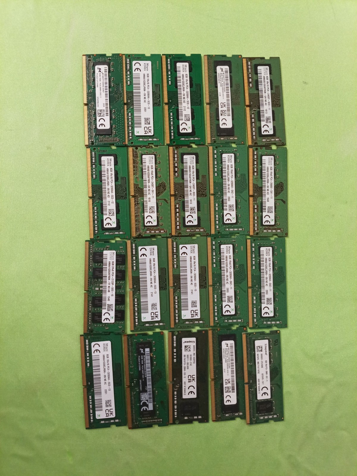 Lot of 20 8GB DDR4 SODIMM Laptop RAM PC4 Mixed Brands Memory