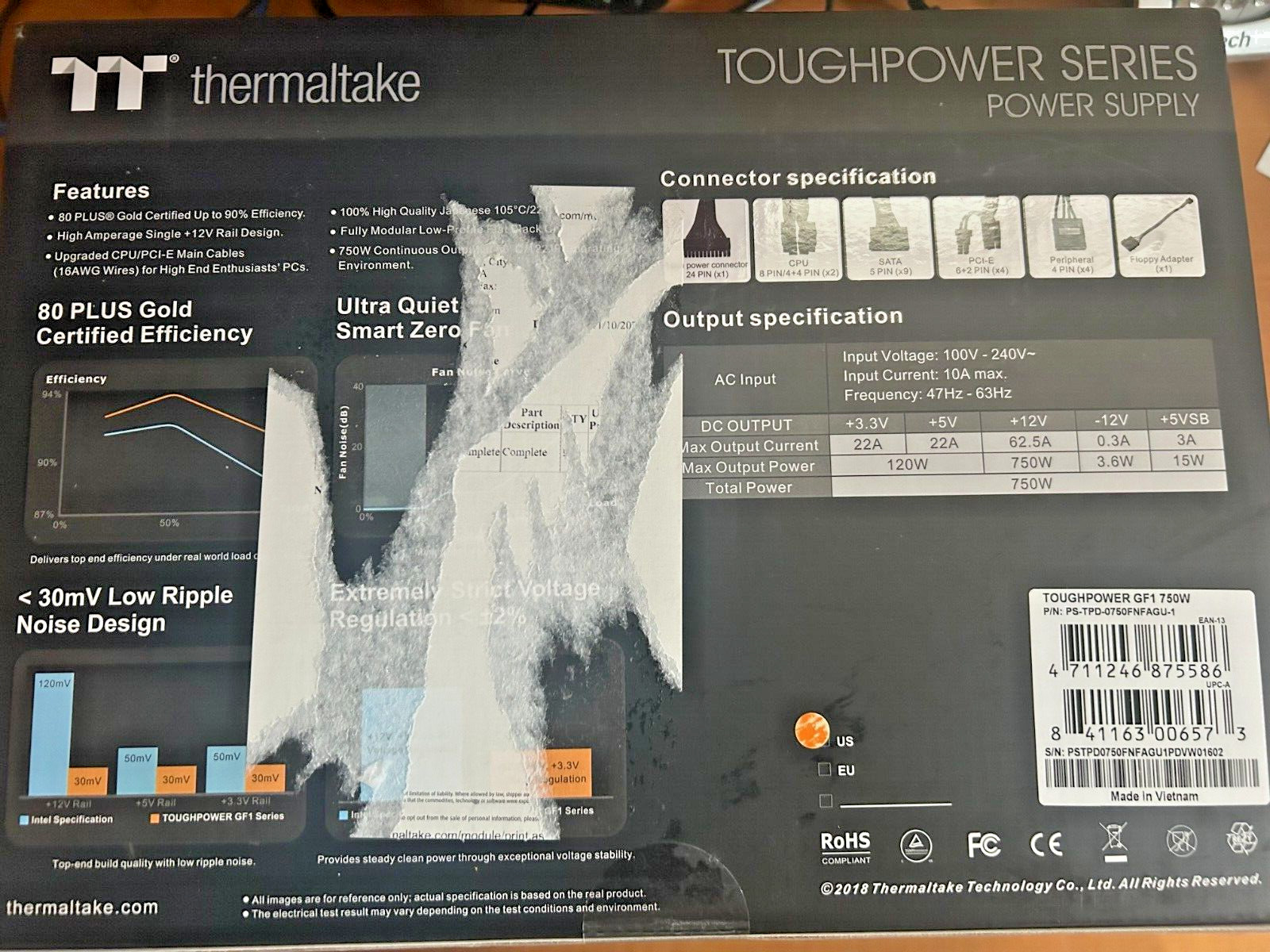 Thermaltake Toughpower GF1 750W, 80+ Gold Fully Modular Power Supply-Brand New