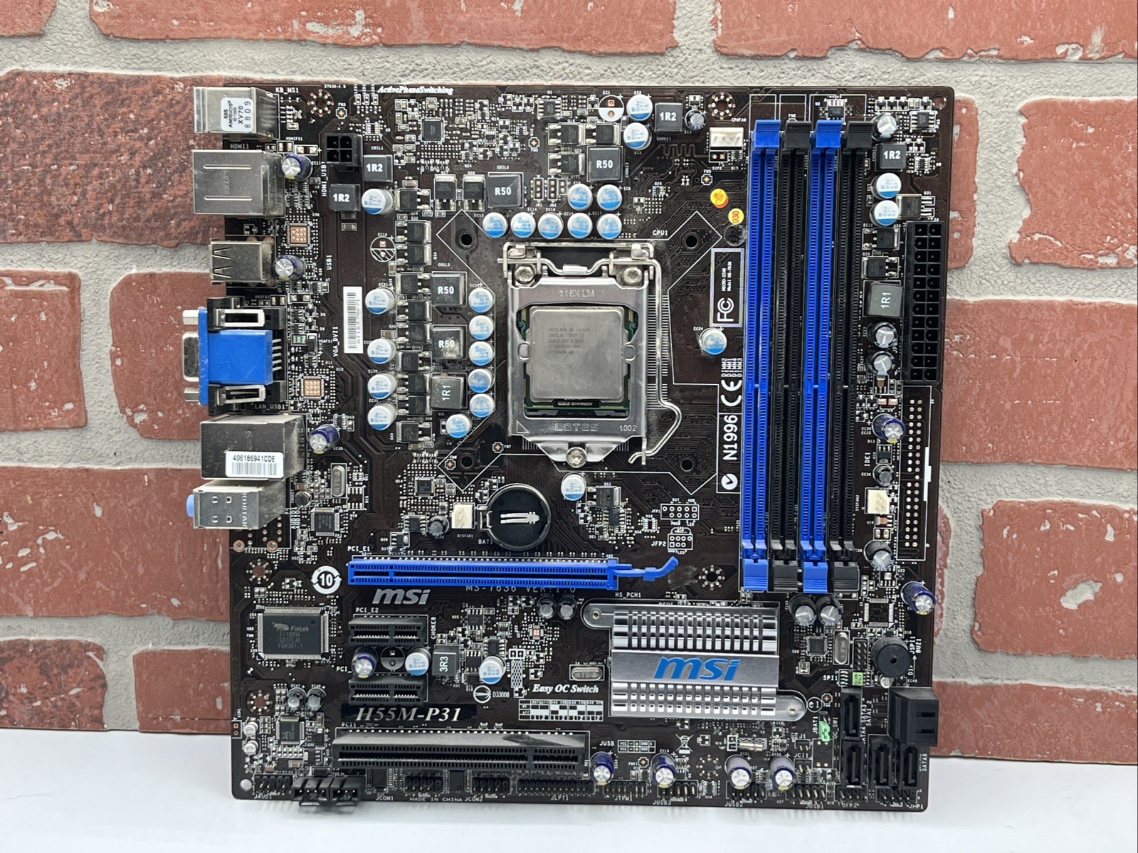 MSI H55M-P31 MS-7636 VER 1.0 SOCKET 1156 HDMI MOTHERBOARD +I3-530 CPU