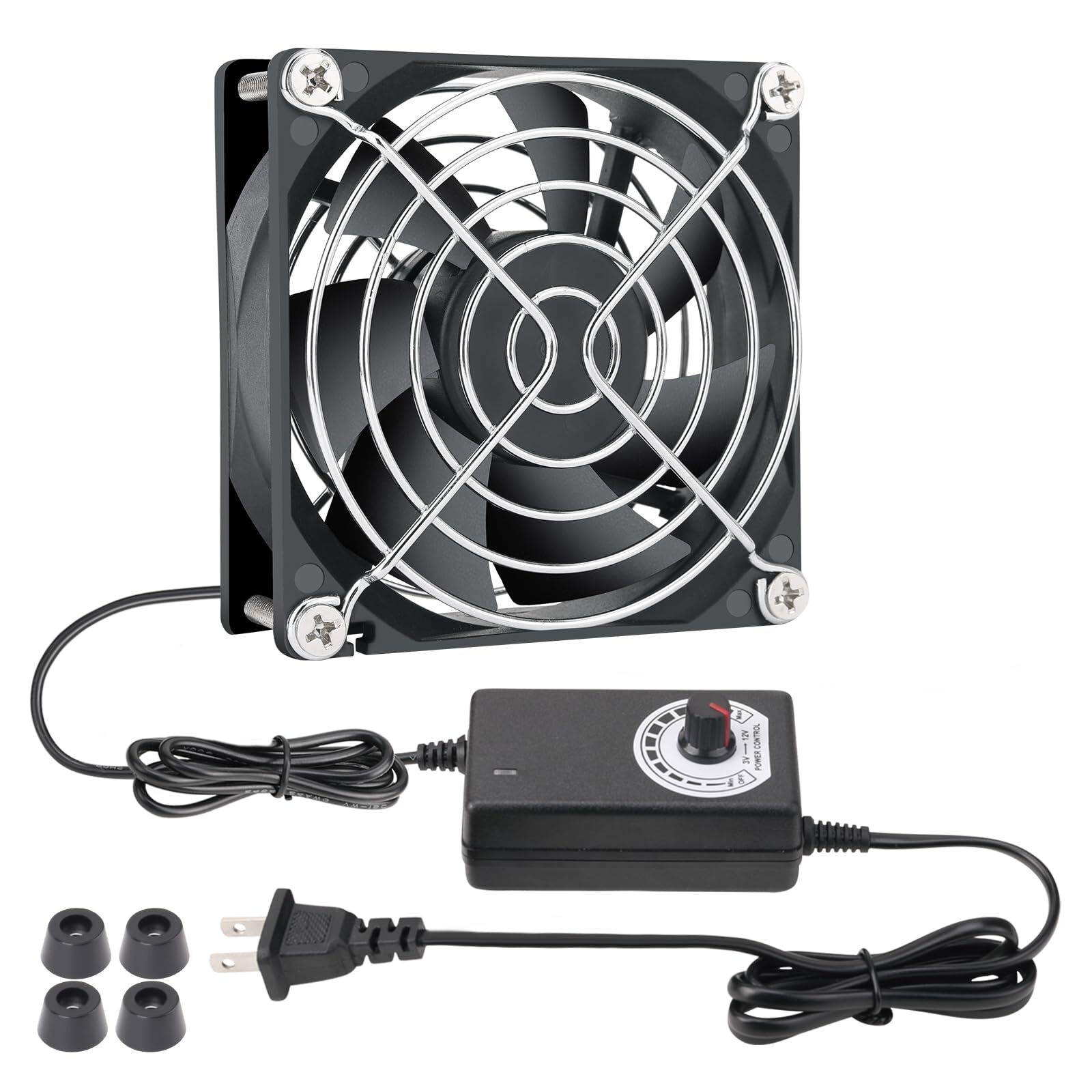 80mm Small Computer Fan With Ac Plug 110v 120v 220v 240v Fan With Speed Controll