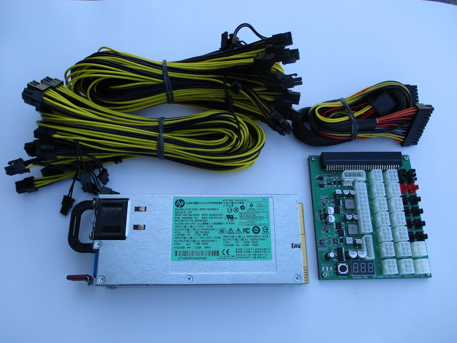 HP 1200 Watt Platinum All-In-One GPU Mining Rig Power Supply Kit ZSX