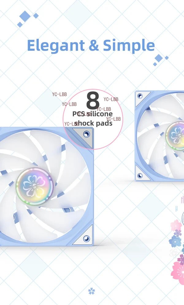 Yeston YT-120 SAKURA Fan ARGB LED 120mm 4pin PWM Silent Cooler Fan 3-Pack