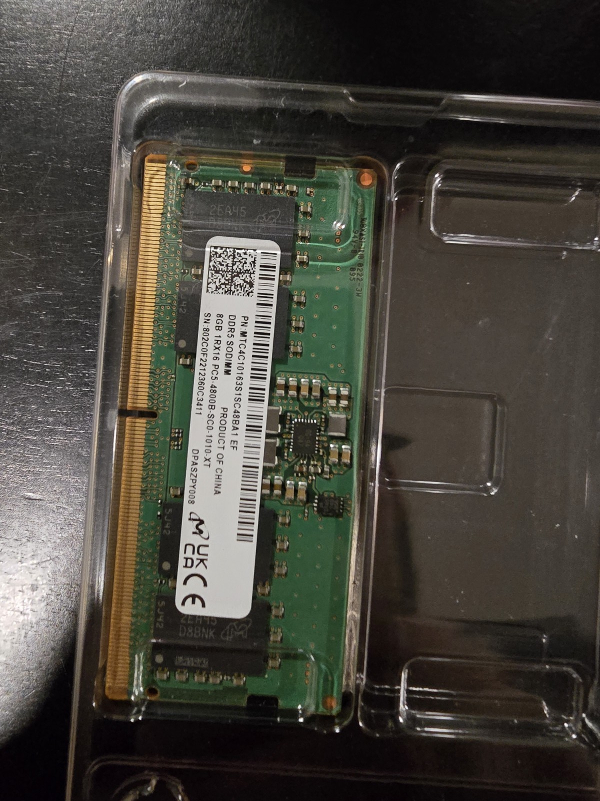 Micron 8GB DDR5 4800 MHz PC5-38400 SODIMM Laptop Memory RAM MTC4C10163S1SC48BA1