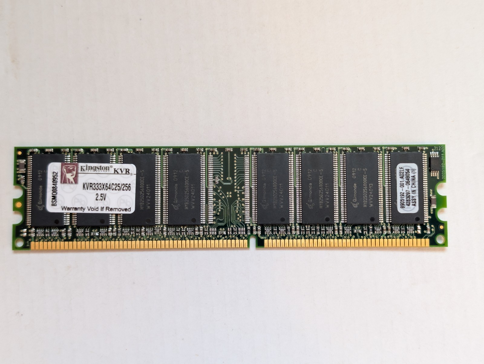 Kingston Value RAM 512MB DDR 333 (PC 2700) Desktop Memory Model KVR333X64C25/512