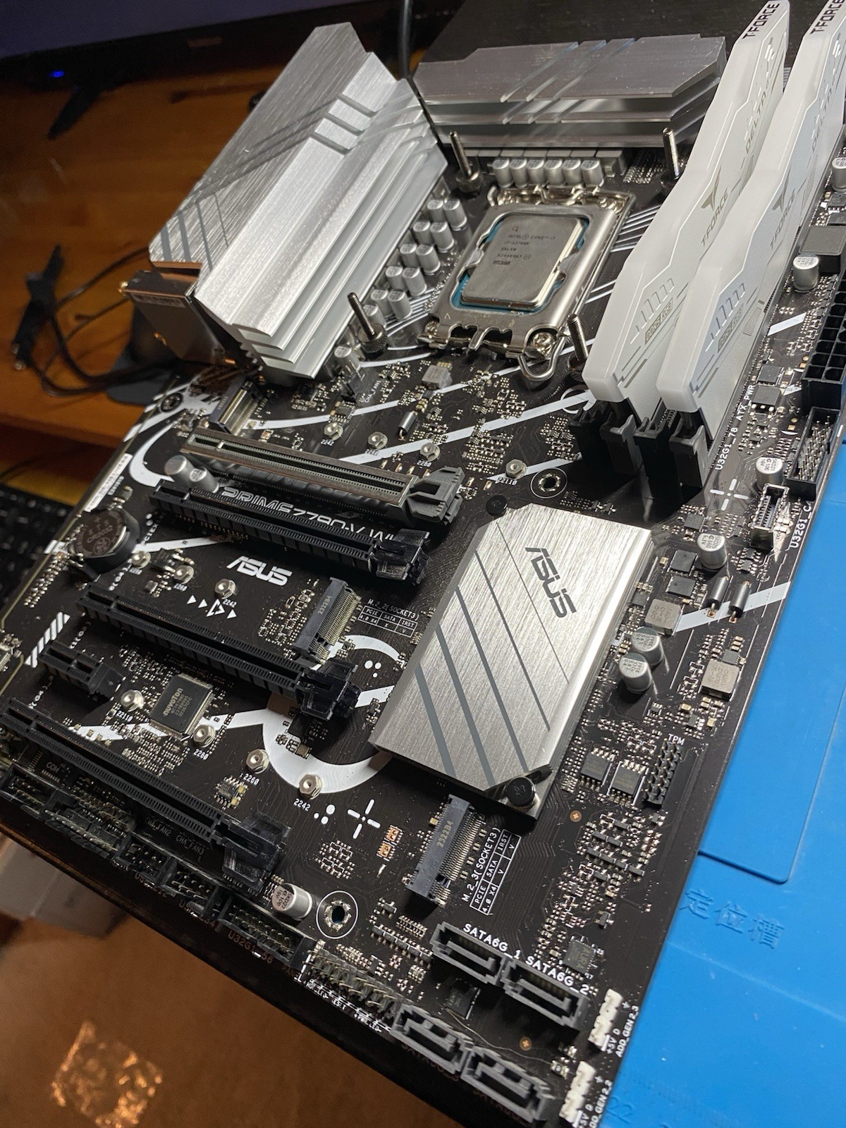 Intel i7-12700K, ASUS PRIME Z790-V WIFI ATX Mobo, T-force 32gb DDR5 Combo